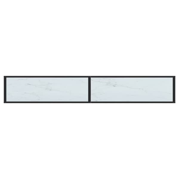 konsolbord 220x35x75,5 cm hærdet glas hvid marmor