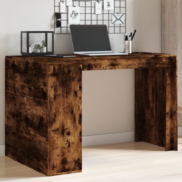 skrivebord 123,5x73,5x75 cm konstrueret træ røget egetræsfarve