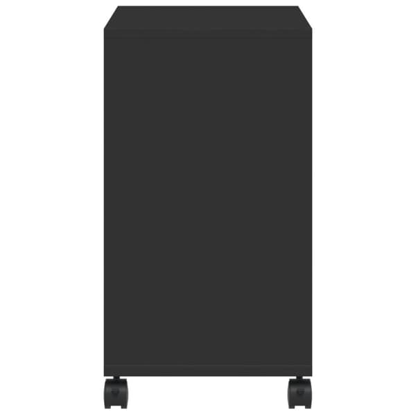sidebord med hjul 50x30x55 cm konstrueret træ sort