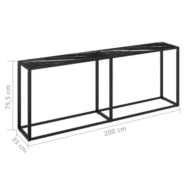 Konsolipöytä musta marmori 200x35x75,5 cm karkaistu lasi
