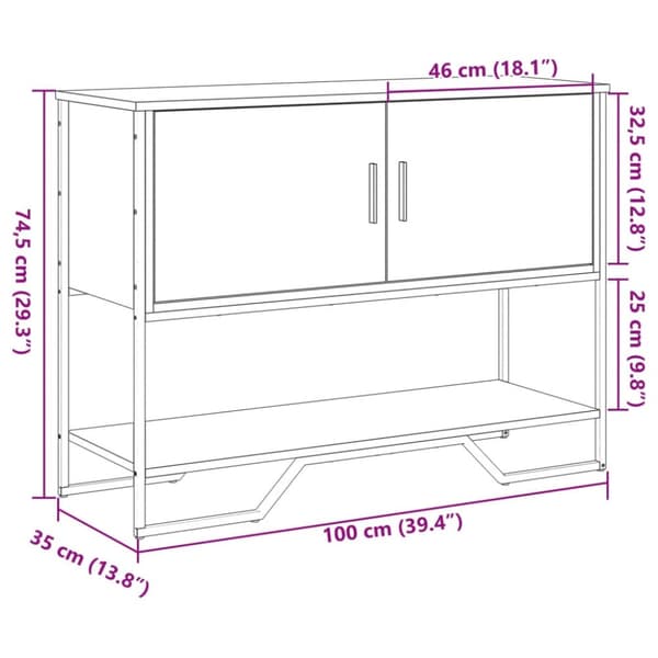 konsolbord 100x35x74,5 cm konstrueret træ grå sonoma-eg