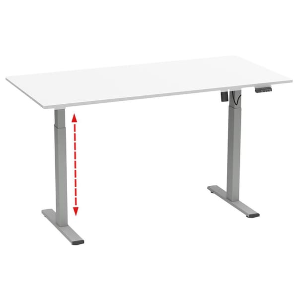 LonaE skrivebord elektrisk hev-senk-funksjon 110x50x71-120cm hvit, sølvfarget.
