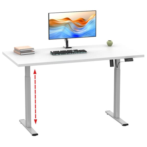 LonaE skrivebord elektrisk hev-senk-funksjon 110x50x71-120cm hvit, sølvfarget.