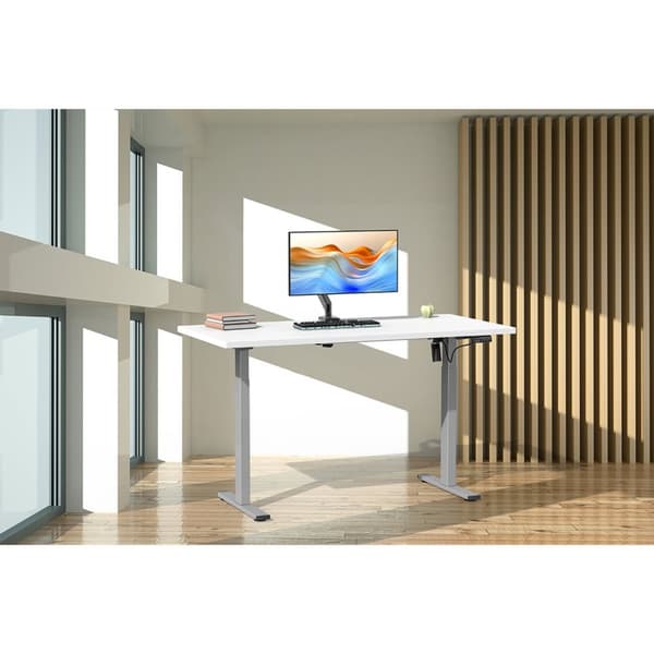 LonaE skrivebord elektrisk hev-senk-funksjon 110x50x71-120cm hvit, sølvfarget.
