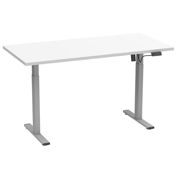 LonaE skrivebord elektrisk hev-senk-funksjon 110x50x71-120cm hvit, sølvfarget.