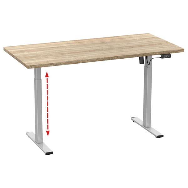 LonaE skrivebord elektrisk hev-senk-funksjon 110x50x71-120cm eik dekor, sølvfarget.