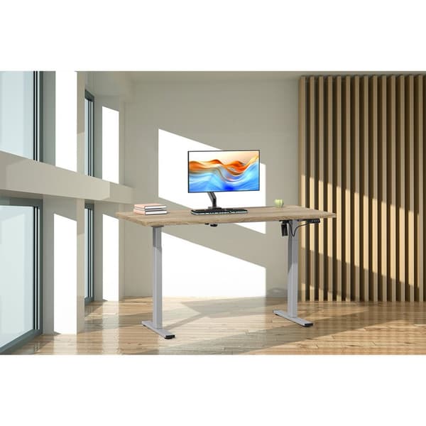 LonaE skrivebord elektrisk hev-senk-funksjon 110x50x71-120cm eik dekor, sølvfarget.