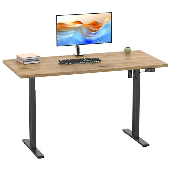 LonaE skrivebord elektrisk hev-senk-funksjon 110x50x71-120cm eik dekor, svart.