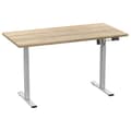 Miniatyrbilde 1 av 6: LonaE skrivebord elektrisk hev-senk-funksjon 110x80x71-120cm eik dekor, sølvfarget.