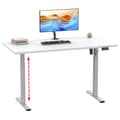 Miniatyrbilde 4 av 6: LonaE skrivebord elektrisk hev-senk-funksjon 140x50x71-120cm hvit, sølvfarget.