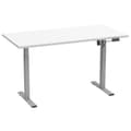 Miniatyrbilde 1 av 6: LonaE skrivebord elektrisk hev-senk-funksjon 140x50x71-120cm hvit, sølvfarget.