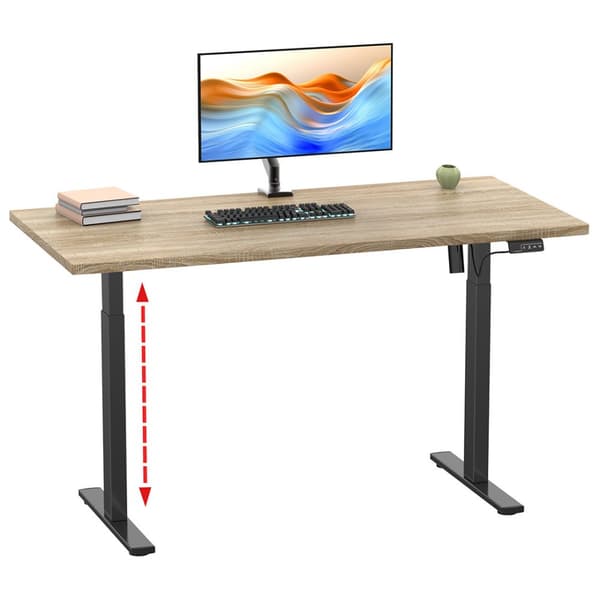 LonaE skrivebord elektrisk hev-senk-funksjon 140x50x71-120cm eik dekor, svart.
