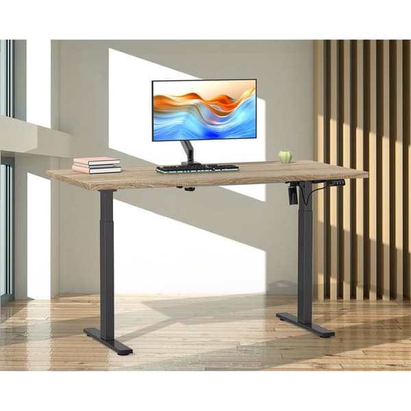 LonaE skrivebord elektrisk hev-senk-funksjon 140x50x71-120cm eik dekor, svart.
