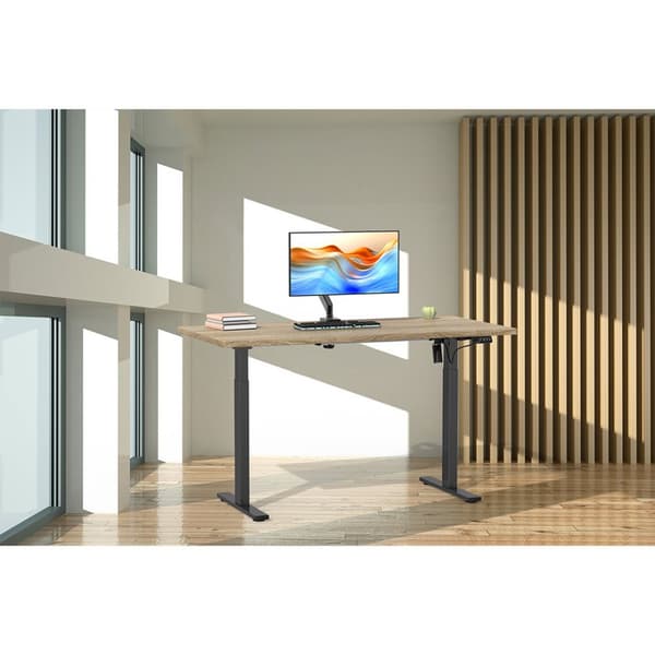 LonaE skrivebord elektrisk hev-senk-funksjon 140x50x71-120cm eik dekor, svart.