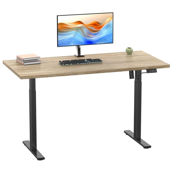 LonaE skrivebord elektrisk hev-senk-funksjon 140x50x71-120cm eik dekor, svart.