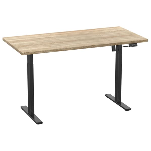 LonaE skrivebord elektrisk hev-senk-funksjon 140x50x71-120cm eik dekor, svart.