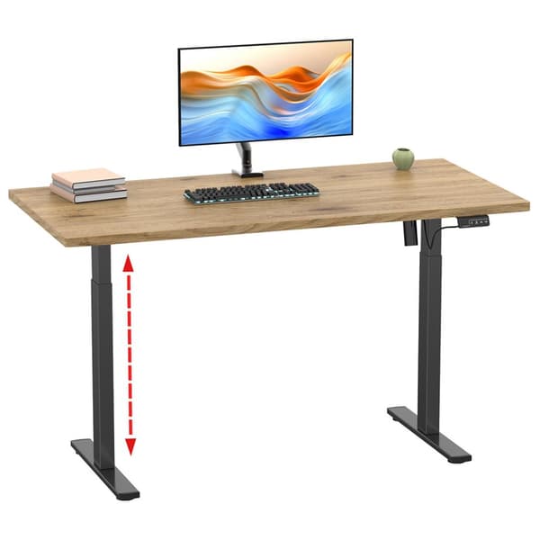 LonaE skrivebord elektrisk hev-senk-funksjon 160x80x71-120cm eik dekor, svart.