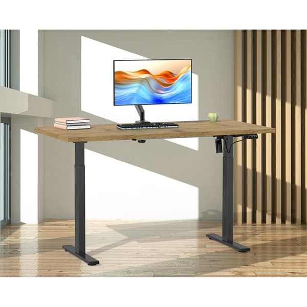 LonaE skrivebord elektrisk hev-senk-funksjon 160x80x71-120cm eik dekor, svart.