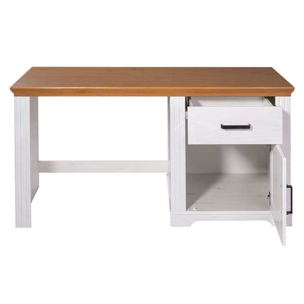 Maluno skrivebord 1 dør, 1 skuff hvit,eik dekor.