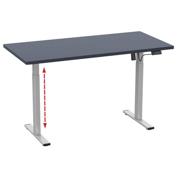 LonaE skrivebord elektrisk hev-senk-funksjon 140x80x71-120cm antracitt, sølvfarget.