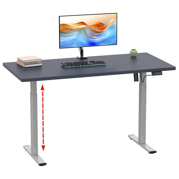 LonaE skrivebord elektrisk hev-senk-funksjon 140x80x71-120cm antracitt, sølvfarget.