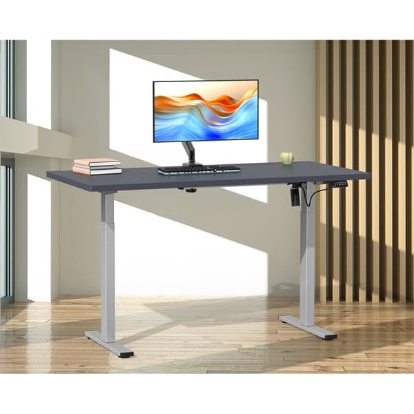 LonaE skrivebord elektrisk hev-senk-funksjon 140x80x71-120cm antracitt, sølvfarget.