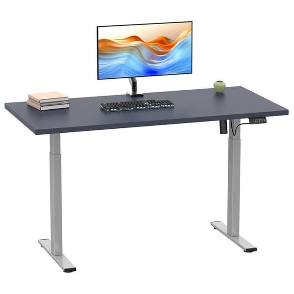 LonaE skrivebord elektrisk hev-senk-funksjon 140x80x71-120cm antracitt, sølvfarget.