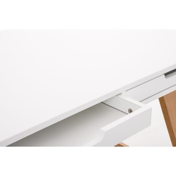 Polo designer skrivbord-Skrivbord i MDF och ekpanel med 2 lådor och stor bänkskiva