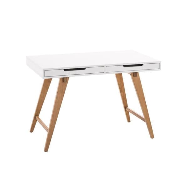 Polo designer skrivbord-Skrivbord i MDF och ekpanel med 2 lådor och stor bänkskiva