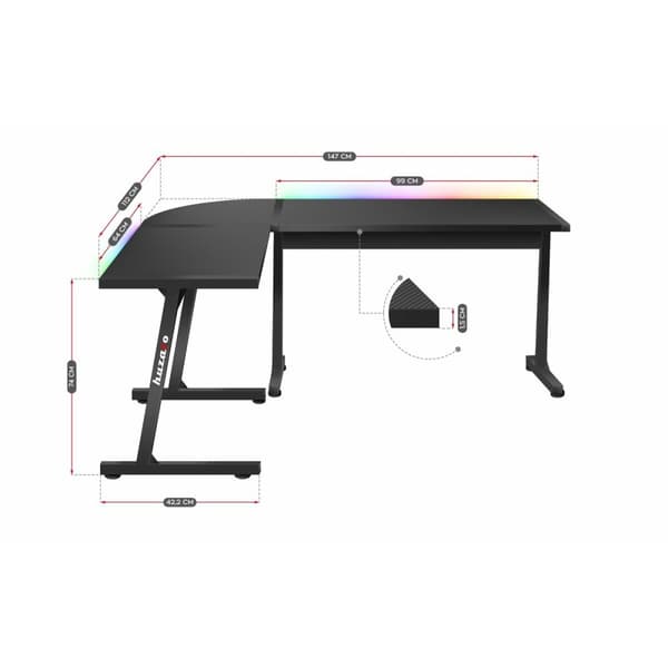 Skrivbord Huzaro HZ-Hero 6.0 Black RGB Svart