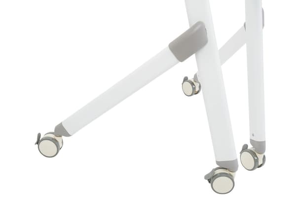 Sammenleggbart Kontorbord med Hvit Metallramme MFC-Bordplate 90 x 64 cm Sammenleggbart Flyttbart Bord med Hjul Moderne Design