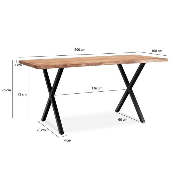 Rootz Live Edge kontorbord - Skrivebord i massivt træ - Naturligt trækorn - Håndlavet - Akacietræ - Moderne design - 200 cm x 100 cm x 76 cm