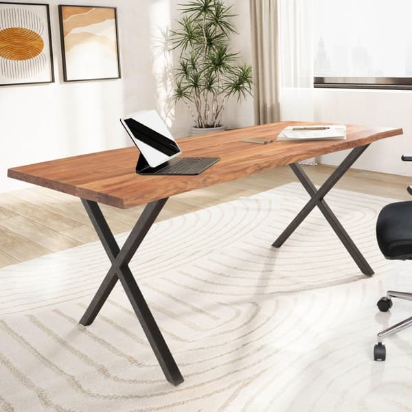 Rootz Live Edge kontorbord - Skrivebord i massivt træ - Naturligt trækorn - Håndlavet - Akacietræ - Moderne design - 200 cm x 100 cm x 76 cm