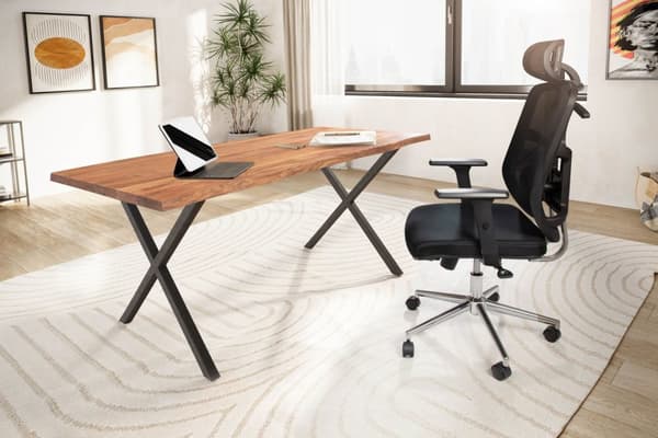 Rootz moderne kontorbord - massivt træbord - udtryksfuld trækant - rektangulær - håndlavet - 180 cm x 90 cm x 76 cm