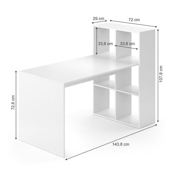 Vicco Emir skrivbord, Vit, 72 x 144 cm