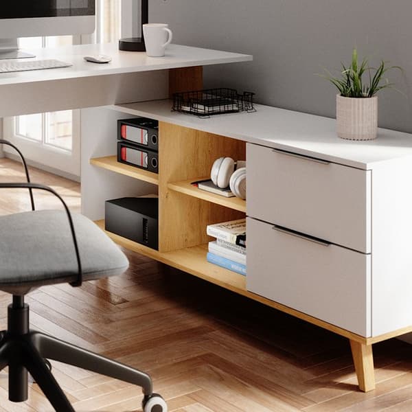Vicco Nautica skrivbord, Vit, 138 x 60 cm med XXL lådor