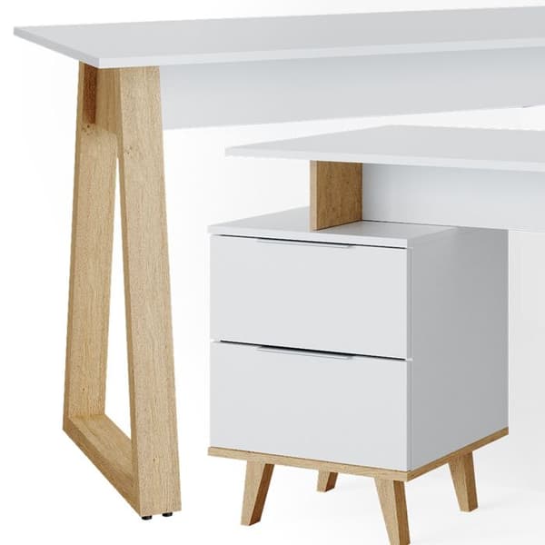 Vicco Nautica skrivbord, Vit, 138 x 60 cm med lådor L