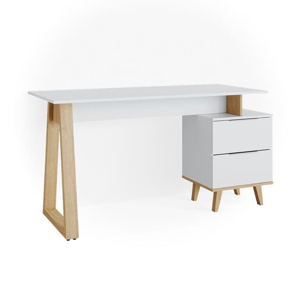 Vicco Nautica skrivbord, Vit, 138 x 60 cm med lådor L