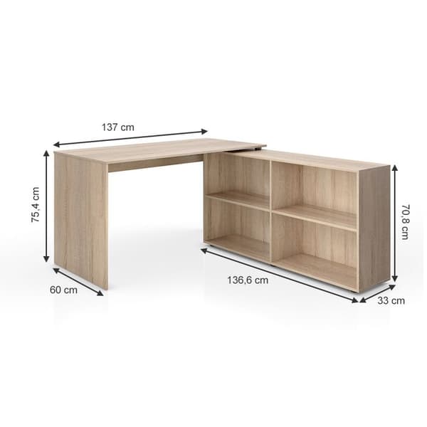 Vicco FlexPlus Hörnskrivbord, Sonoma, 137 x 60 cm