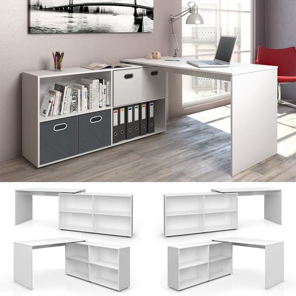 Vicco FlexPlus Hörnskrivbord, Vit, 137 x 60 cm