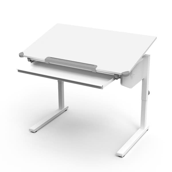 Arc skrivbord, 108 x 68 cm med glidande tangentbordshylla, Vit, Vicco