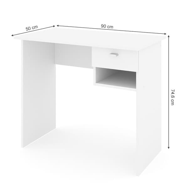 Vicco Colin skrivbord, Vit, 90 x 50 cm