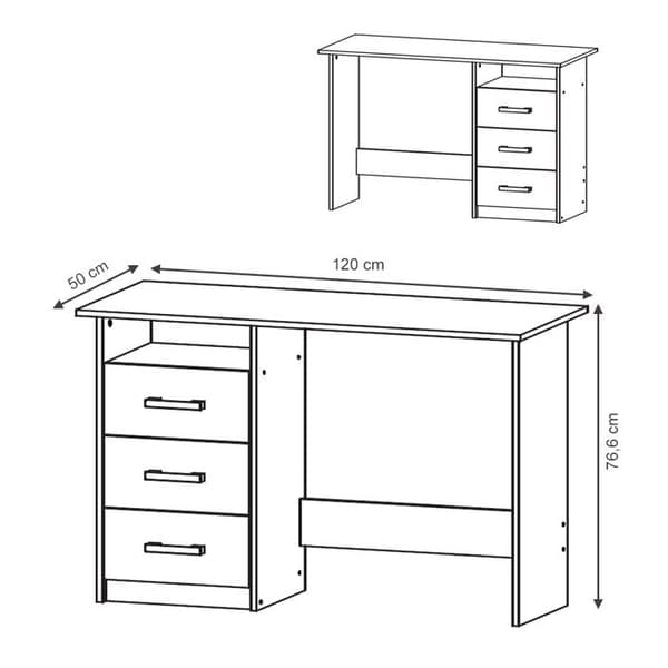Vicco Meiko skrivbord, Vit/Sonoma, 120 x 50 cm