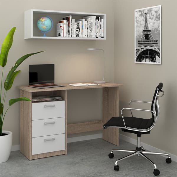 Vicco Meiko skrivbord, Vit/Sonoma, 120 x 50 cm