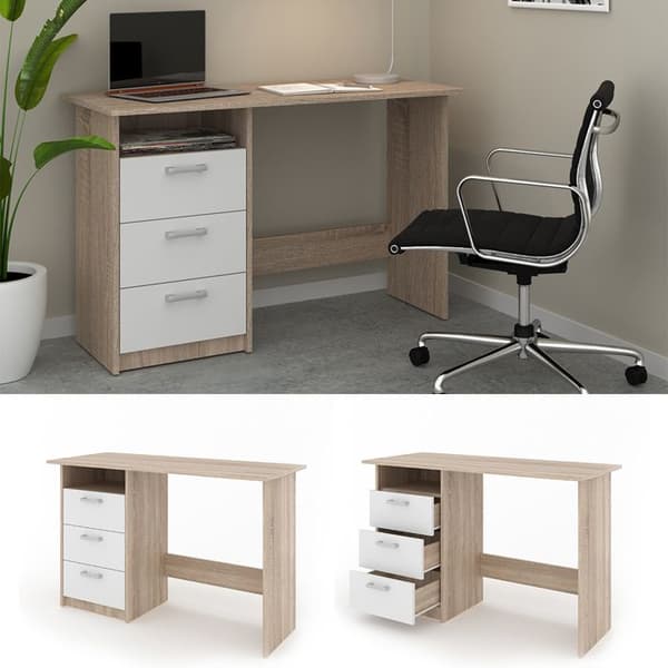 Vicco Meiko skrivbord, Vit/Sonoma, 120 x 50 cm