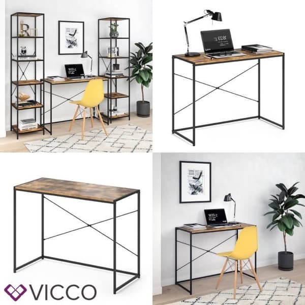 VICCO Loft skrivbord Fyrk skrivbord arbetsbord PC bord naturträ 100 x 45 cm