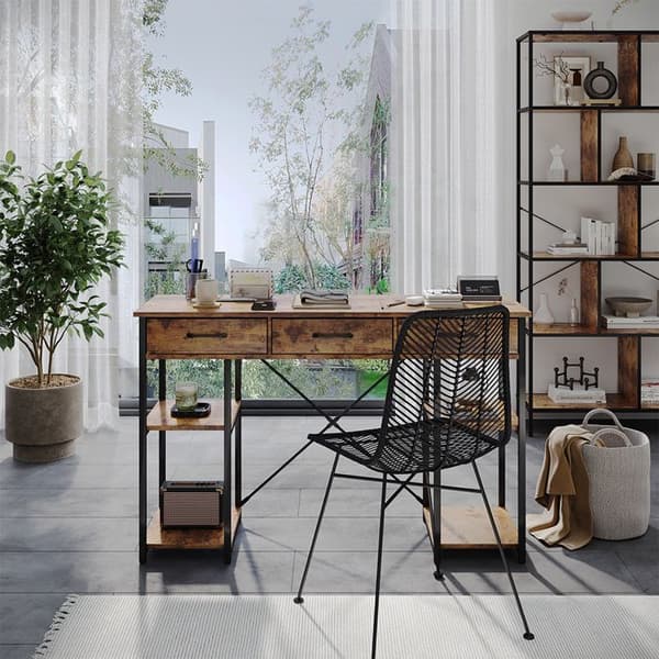 Chino skrivbord, 120 x 40 cm med 3 lådor, Rustik ek, Vicco