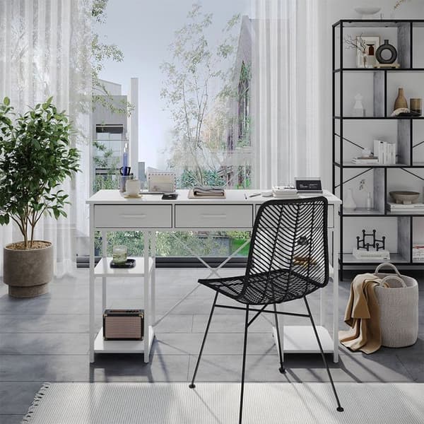 Chino skrivbord, 120 x 40 cm med 3 lådor, Vit, Vicco