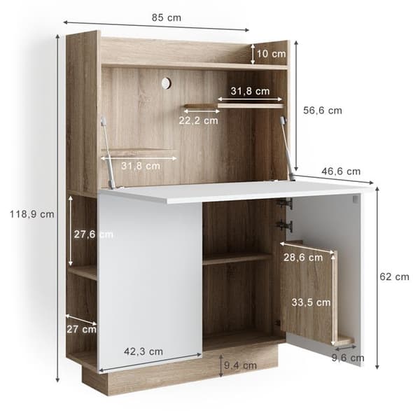 Vicco Secretary skrivbord Alena, Sonoma, 85 x 27 cm