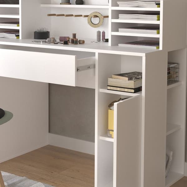 Vicco skrivbord, Vit, 126,8 x 50 cm XL med hyllplan